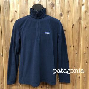 patagonia◇パタゴニア /メンズM ハーフジップ フリース トップス ネイビー 防寒 シンプル アメカジ アウトドア USA古着