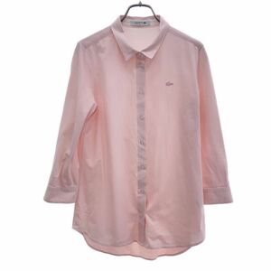 ラコステ 日本製 7分袖 ボタンダウンシャツ 38 ピンク系 LACOSTE レディース