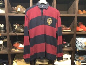 MADE IN U.K. UNIVERSITY OF OXFORD BORDER RAGBY SHIRT SIZE M イギリス製 オックフォド大学 ボーダー ラグビー ラガー シャツ カレッジ