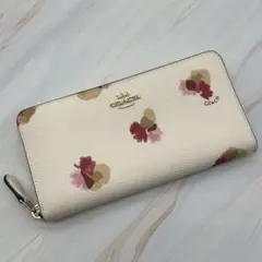 【美品】COACH 長財布 ラウンドファスナー PVC フローラル F53794