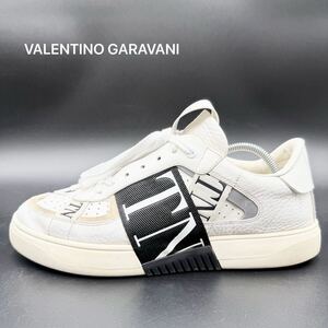 1円 【現行 美品】 VALENTINO GARAVANI ヴァレンティノガラヴァーニ ロゴバンド スニーカー シューズ 靴 レザー ホワイト 白 26cm相当