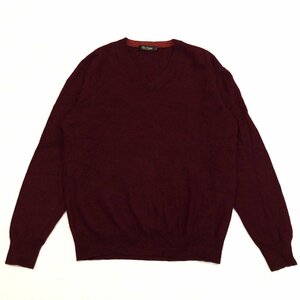 ●Pure Cashmere Ｖネック カシミヤ100% ニット セーター L エンジ系 ボルドー系 カシミア 国内正規品 メンズ 紳士