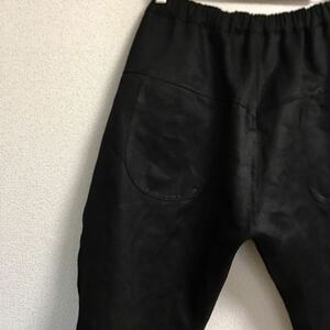 ハンドメイド　ゆったり　ぷかパンツ　タック　リネン　デニム　ブラック　7oz また下50