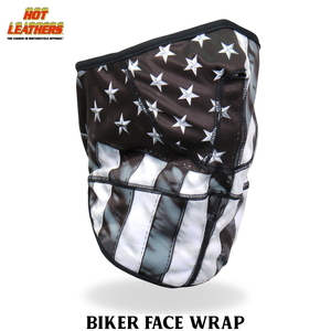 Hot Leathers フェイスラップ メッシュ裏地 マジックテープ フェイスマスク Grey American Flag Face Wrap 星条旗 グレー 米国ホットレザー