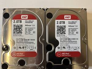 WD Red 3.5インチHDD WD20EFRX 2TB SATA 2台セット 中古