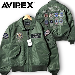 新品 AVIREX アヴィレックス 定3.3万 ヘビーナイロン 空軍州兵ワッペン フライトジャケット ブルゾン 3252061 2XL ミリタリー 軍物 ◆B2990