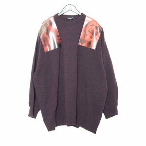 RAF SIMONS 19AW OVERSIZED SWEATER XSサイズ パープル ラフシモンズ オーバーサイズセーター ニット with printed shoulder