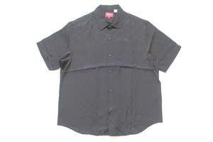 (XL)Supreme Tonal Monogram Silk S/S Shirtシュプリームトナルシルクシャツ黒