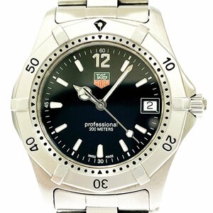 【1円スタート】【箱付き】TAG HEUER タグホイヤー WK1110-0 プロフェッショナル SS ブラック文字盤 クオーツ メンズ腕時計 276995