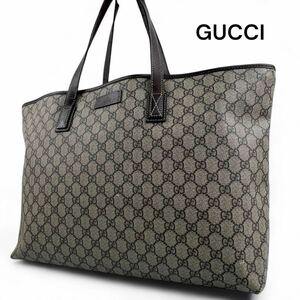 1円〜【最高級 人気モデル】 GUCCI グッチ GG レザー× PVC トートバッグ ショルダーバッグ ビジネスバッグ 本革 ブラウン 大容量◎メンズ