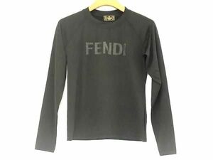 1円 ■美品■ FENDI フェンディ コットン100% 長袖 Tシャツ トップス 表記サイズ 24 洋服 レディース メンズ ブラック系 BJ3127