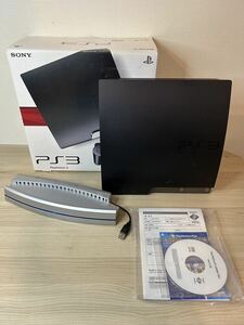 〇PlayStation PS3 120GB ブラック CECH-2000A 縦置きファンスタンド付き コード類、コントローラー欠品 通電確認済み