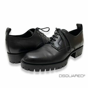 正規品 DSQUARED2 ディースクエアード レザー ダービーシューズ レースアップ ドレス ビジネス shoes 革靴 42 ブラック イタリア製