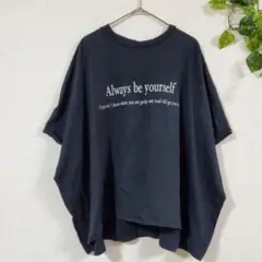 anana ワイドプリントTシャツ　大きいTシャツ　クルーネック　ゆるダボシャツ