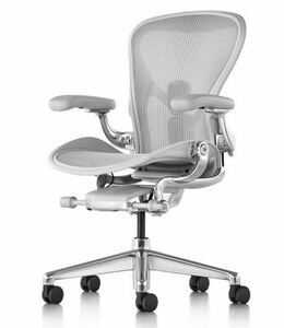 未使用品 新品 新型 Herman Miller アーロンチェア リマスタード ミネラル ポリシュッドアルミ二ウム フル装備 Bサイズ 原価30.6万