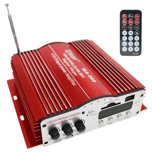 12V ステレオ オーディオ アンプ 4ch 出力 リモコン付き MP3 スピーカー ウーファー アンプ 再生機 高出力 SD USB FMアンテナ