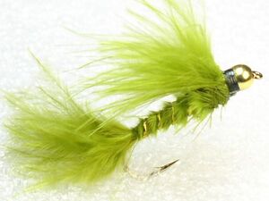 完成品フライ ウエイテッド ダムセルマラブー Damsel Marabou Olive 8本 #8