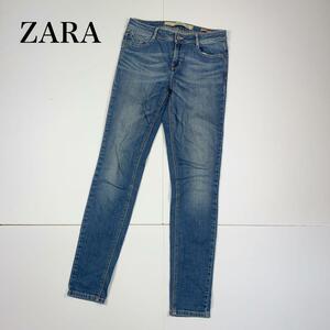 ザラ ZARA デニム ジーパン スキニーパンツ 36 S相当 ブルー 青 レディース ローライズ スキニー カジュアル デニム パンツ ブルー