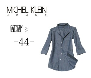 送料込み メンズ44◇MICHEL KLEIN◇7分袖リネンブレンドシャツ