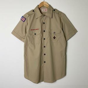 90s USA製 古着 BSA ボーイスカウトシャツ 半袖 ベージュ M