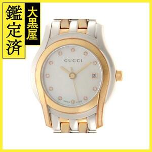 GUCCI グッチ 5500L 11P ダイヤモンド GP/SS シェル文字盤 クォーツ 【460】2148103642999