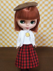 Doll Dressing♪ハンドメイド ネオブライス サイズお洋服セット人形アウトフィット衣装/チェック柄ワンピース/ドレス/ドール服/帽子/レトロ