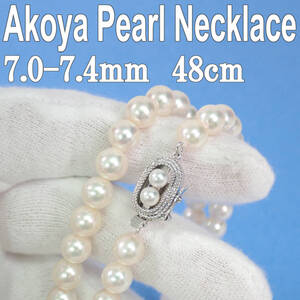 アコヤ本真珠 ネックレス 7.0-7.4mm 48cm 36.4g Akoya Pearl Necklace