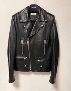 サンローランパリ L01 ダブルレザーライダース 46 エディスリマン SAINT LAURENT PARIS 黒