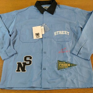 ☆新品☆NO STREET☆薄手の長袖シャツ☆M☆ブルーグレイ☆男性用☆No.1308