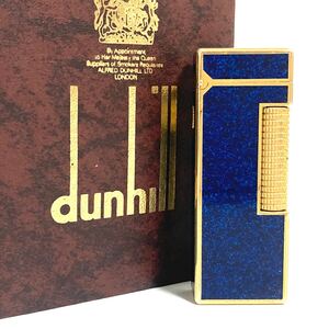 1円スタート dunhill ダンヒル ライター ガスライター ローラー式 ブルー ゴールド 喫煙具 E7807