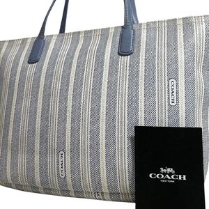 1円～【入手困難品】定価12万円 コーチ COACH トートバッグ ビジネスバッグ ブリーフケース A4 2way レザー メンズ レディース ストライプ