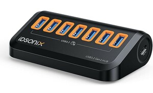 IDSONIX usbハブ Type-Cポート/USB Aポート両方使えるusb3.2 gen2 ハブ 7ポート セルフパワー/バスパワー両対応 OTG対応 最大10Gbps A48