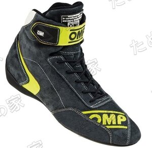 02 新品 OMP レーシングシューズ F1 カート用レーシングシューズ ミドルハイカートドリフトレーシングシューズ 耐燃性 ブラック/きいろ