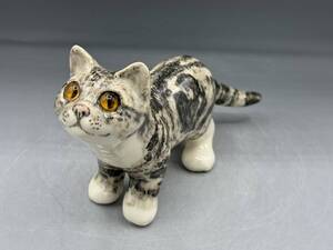 新品 目が合う ケンジントンキャット サイズ１ サバトラ 猫 置物 ネコ フィギュリン ウィンスタンリー