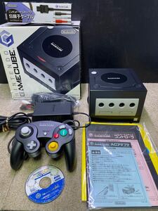 K2473 A 中古品 任天堂 GC GAME CUBE ゲームキューブ 本体 ブラック ニンテンドー 箱付き S端子ケーブル付き 通電確認済み