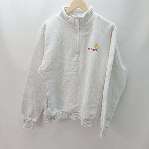 ◇ Carhartt カーハート ブランドロゴ MADNESSモデル 長袖 ハーフジップ スウェット サイズXL ホワイト グレー メンズ E