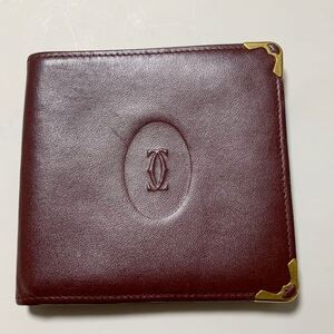 カルティエ 2つ折り財布 Cartier ボルドー 札入れ 中古