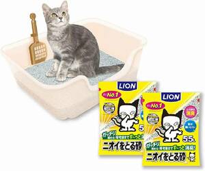 ライオン 猫トイレ ニオイをとる砂 獣医師開猫トイレ + ニオイをとる砂 無香料 5.5L×2袋 セット 子猫から 成猫 シニア猫