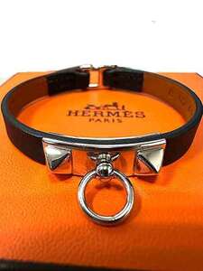 【中古】HERMES 　エルメス　リヴァル・ミニ　レザーブレスレット　Rivale Mini 　Noir 　フランス製＿s-0148-r23