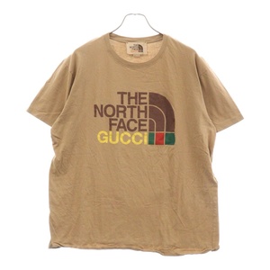 GUCCI グッチ 21AW ×THE NORTH FACE Logo Oversize Tee ザ ノースフェイス ロゴ 半袖Tシャツ ブラウン 615044 XJD2V