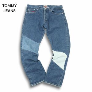 TOMMY JEANS トミーヒルフィガー USED加工★ 切替 デニム パンツ ジーンズ Sz.34　メンズ 大きいサイズ　A4B04745_9#R