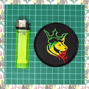 刺繍アイロンワッペン wapemb-44　エチオピア ハイレセラシエ皇帝 ジャマイカ ラスタ ラスタカラー レゲエファッション ラスタファッション