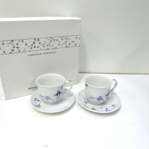 未使用保管品 Royal Copenhagen/ロイヤルコペンハーゲン ブルーパルメッテ デミタス カップ＆ソーサー ペアセット　069/673