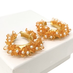 Mame Kurogouchi マメクロゴウチ Osmanthus Motif Earrings 金木犀モチーフ ピアス オレンジ MM21FW-AC304