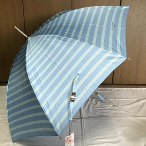 《新品》Kate spade new york・ケイトスペードニューヨーク／雨用長傘・雨傘【ボーダー・ブルー 水色】