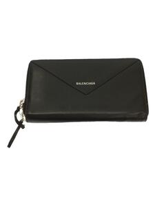 BALENCIAGA◆長財布/レザー/BLK/メンズ/381226/状態考慮/角スレ有