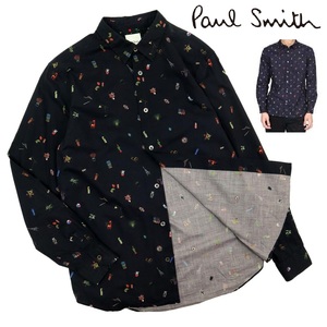 【B2416】Paul Smith ポールスミス 長袖シャツ ドレスシャツ ARTIST OBJECTS プリントシャツ 総柄 293314 サイズM