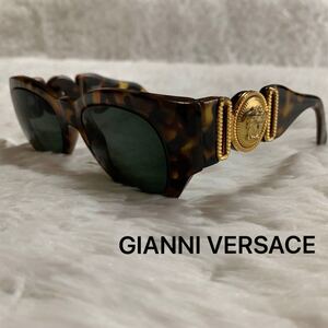 1円~ 【メデューサロゴ刻印】 GIANNI VERSACE ジャンニヴェルサーチ サングラス ベッコウ 鼈甲 ゴールドメデューサ MOD413 ヴェルサーチェ