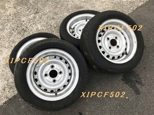 WD5H 引取可 トヨタ 純正 14インチ 4穴 PCD100 鉄チン 155/65R14 22年 タイヤ 2本x2 4本 ブリヂストン 鉄ホイール プロボックス Bb パッソ