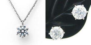 ダイヤモンド ネックレス ピアス 0.225ct Gカラー VVS1クラス 3EXカット H&C 0.4ctup Fカラー VVS～VSクラス 3EXカット H&C CGL